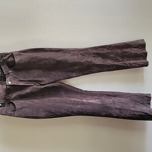 Express Brown Vintage 100% Leather Boot Cut Pants